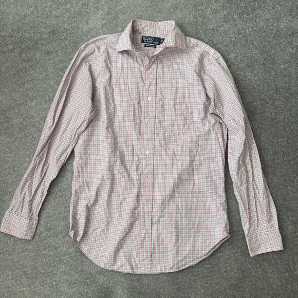 Polo Ralph Lauren Shirt Mens Small Pink Plaid Westerton Button Front Long Sleeve - Picture 1 of 7